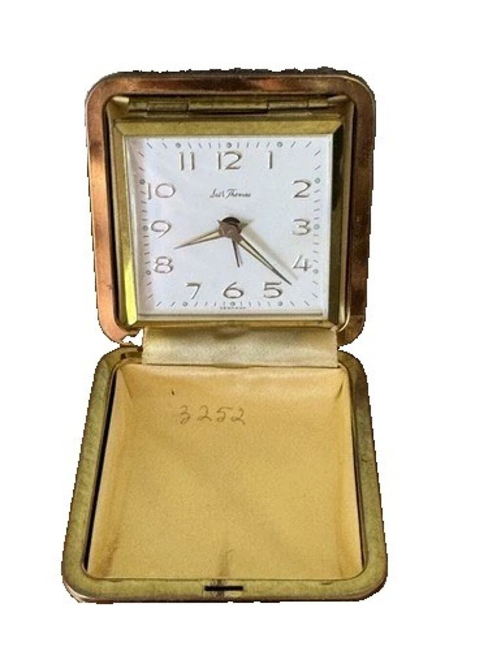 Seth Thomas Travel Alarm Clock Brown Pocket Made Germany Vintage
